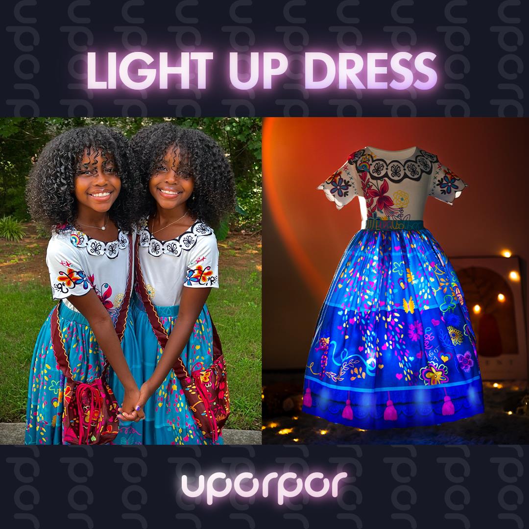  UPORPOR Light Up Princess Costume Dress for Girls