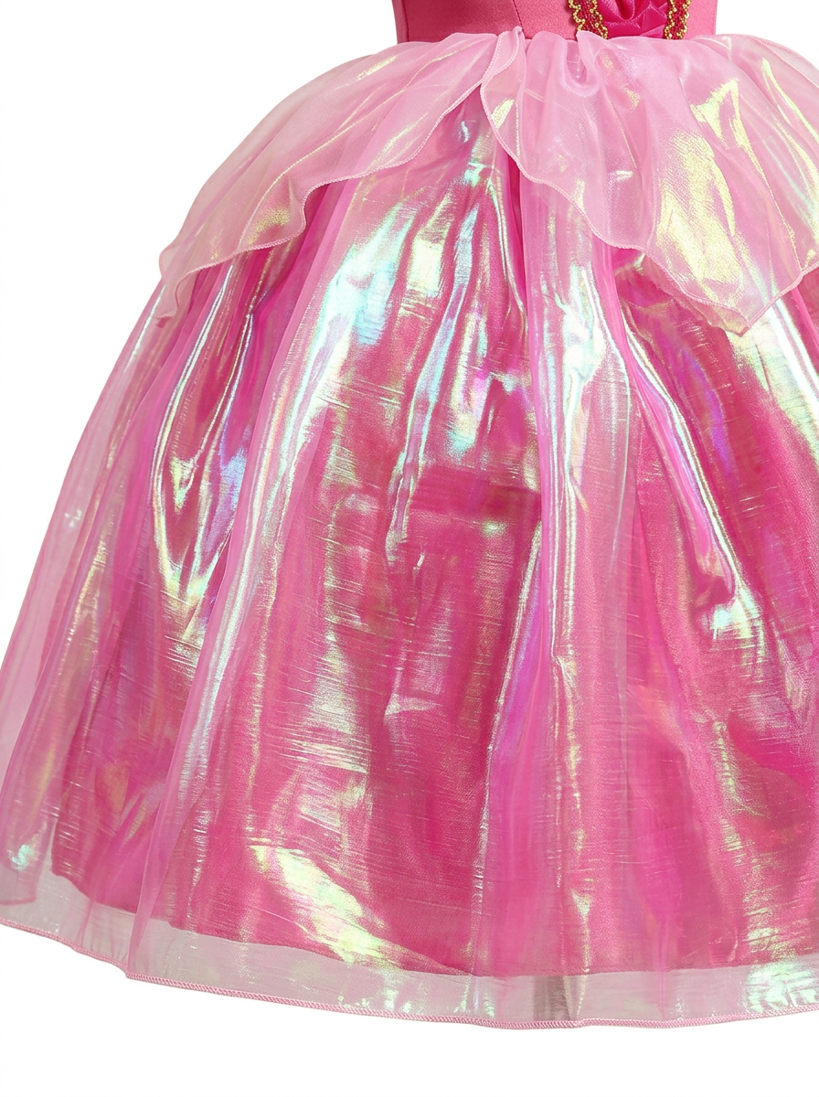 Pink Princess Costume for Girls Aged 4-6: Magical LED Glow in the Dark Princess Sleeping Dress Up Gown with Wand & Tiara - Perfect for Birthday Party, Cosplay, Holiday Gift