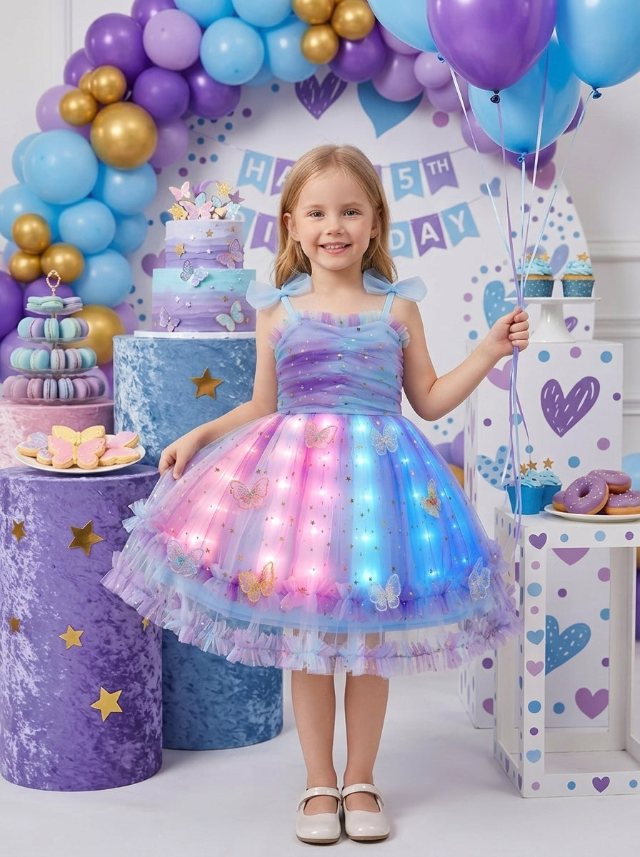 LED Light-Up Princess Costume Set Colorful Fairytale Glowing Dress for Girls' Birthday Parties & Cosplay