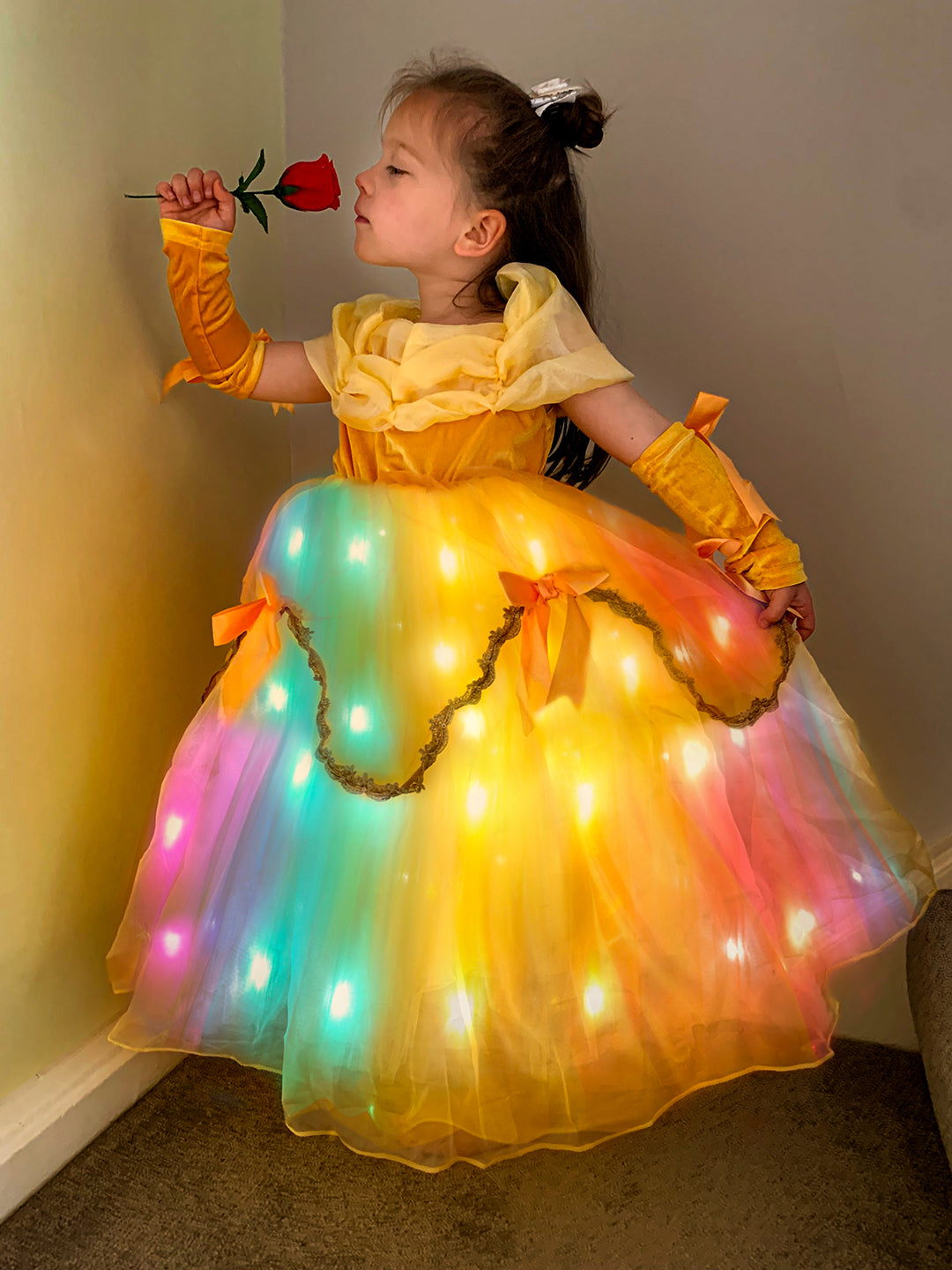 Golden Elegant Colorful Light Up Costume Set for Girls