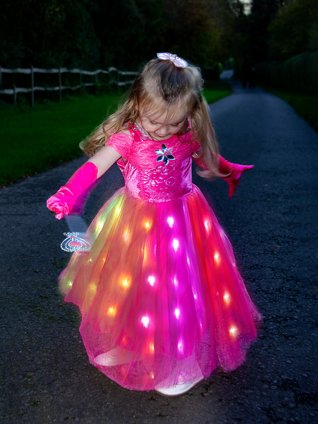 Colorful Light Up Princess Dress Set for Girls Party, Halloween & Dress Up Play