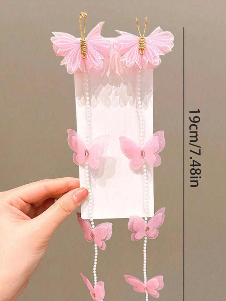 2pcs Girls' Pink Bowknot Pearl Hair Clip Set - Uporpor