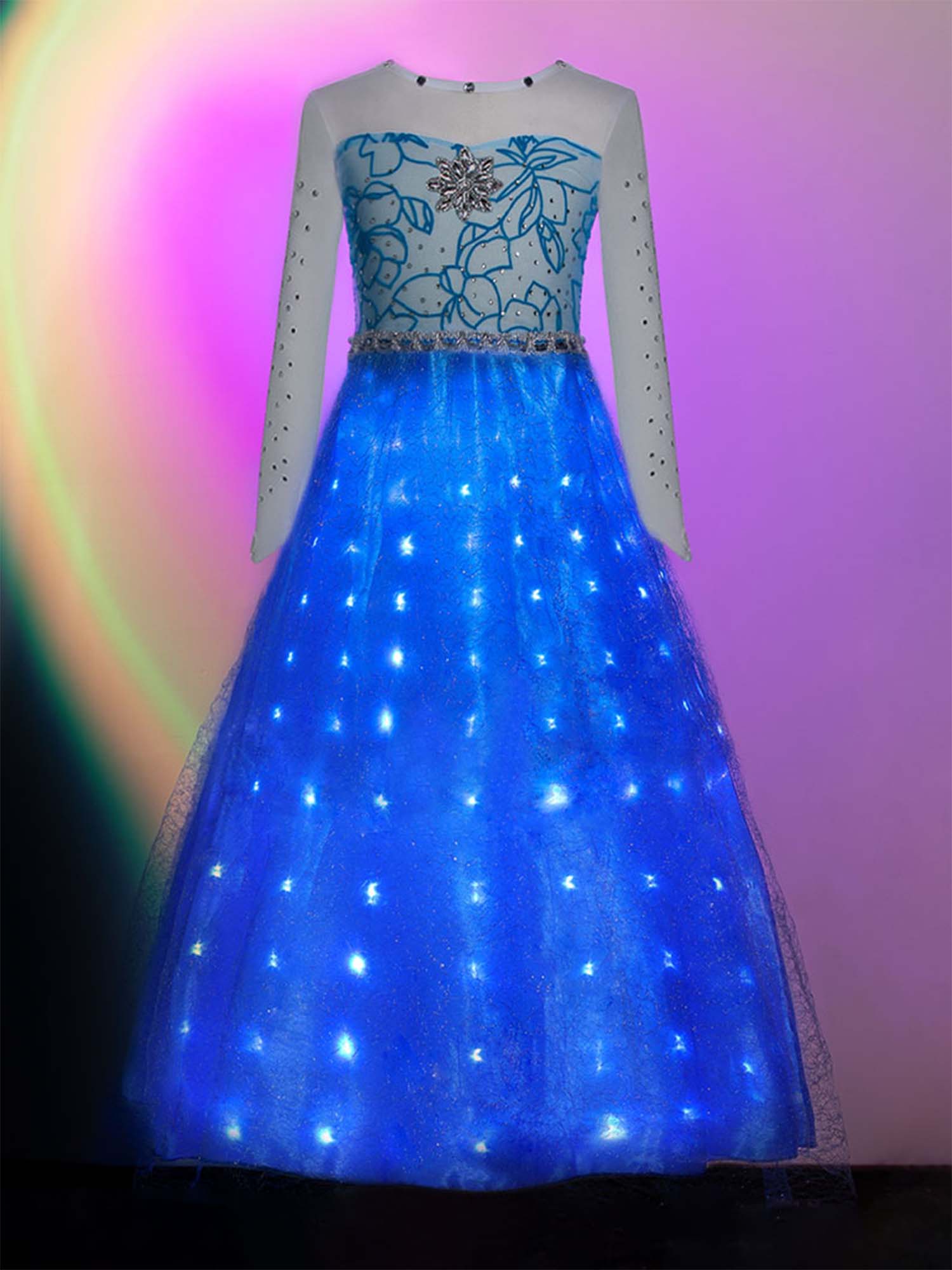 Glowing Snow Princess Costume for Girls – Light-Up Magical Dress (Ages 2-12)