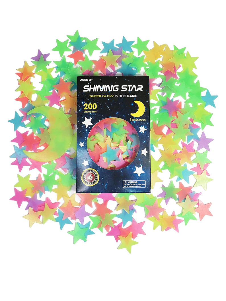 Glowing Stars and Moon 200pcs - 3D Kids' Bedroom Decoration