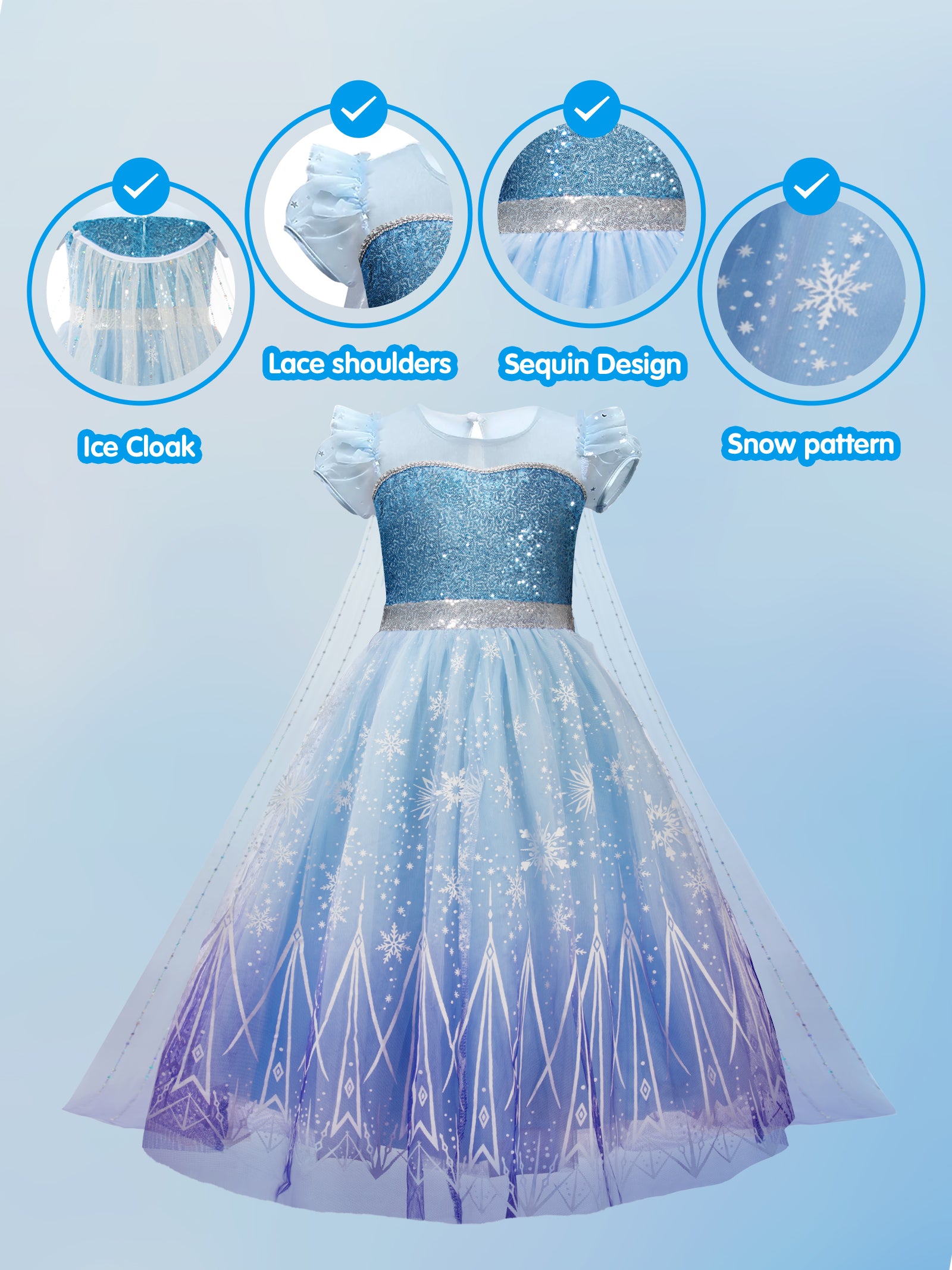 Light Up Ice Queen Costume For Girl
