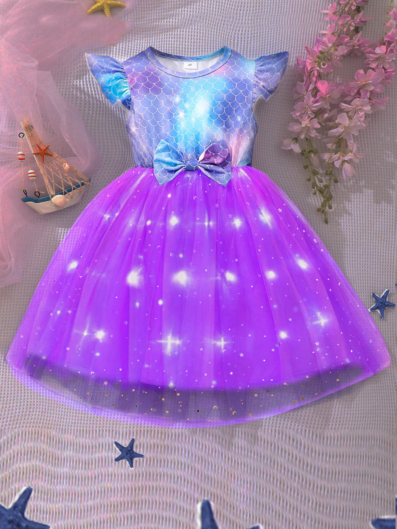 Light-up Fish Scale Tutu Dress with Star Sequins for  Girls' Party - Uporpor