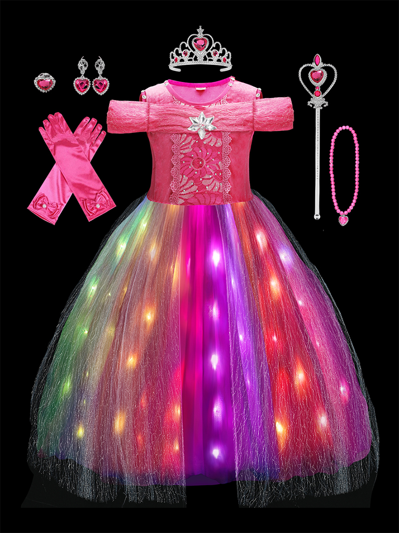 Enchanted Princess Set Beauty Princess Sleeping  Magical Multi-LED Light Costume