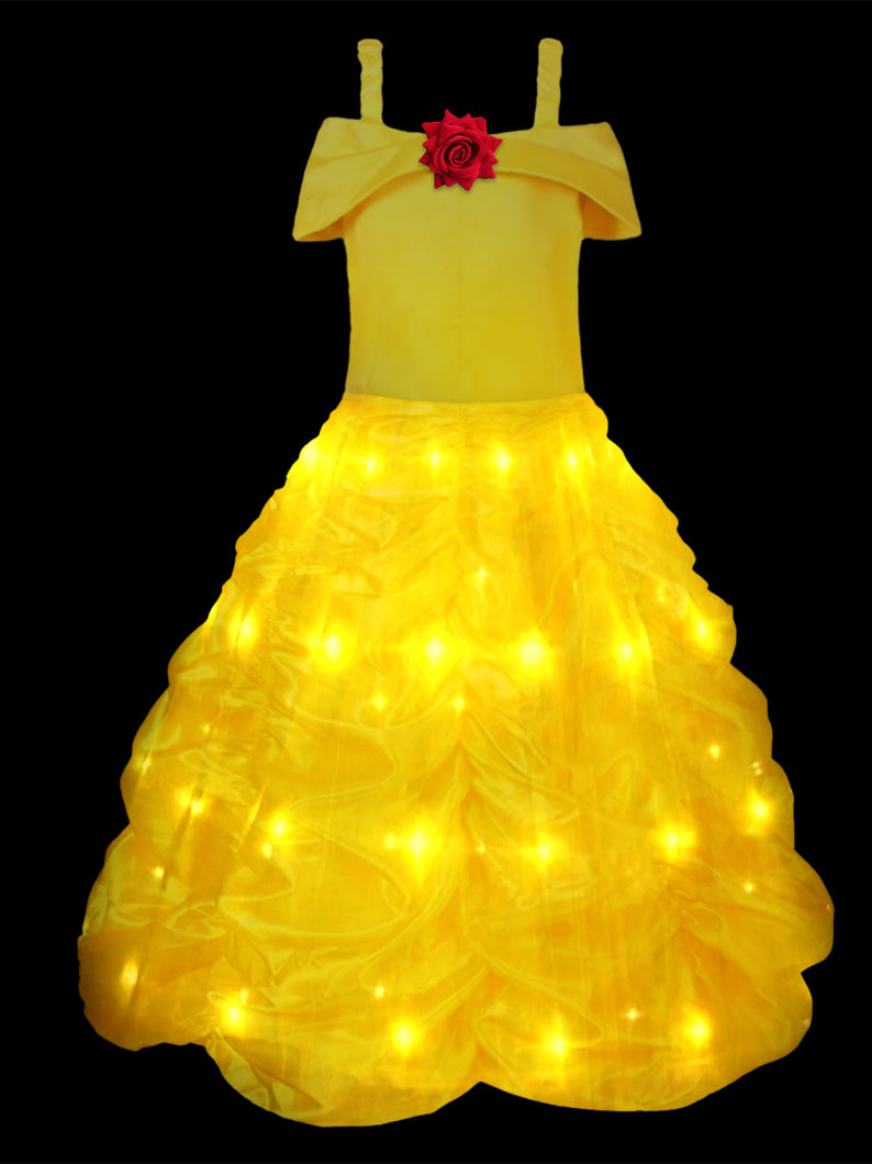 Light Up Princess Dress-up Clothes Beauty and Beast Costume for a Girl - UPORPOR