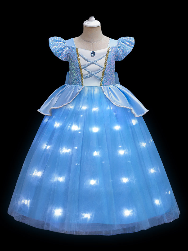 Light up Cinderella Puff Sleeve Princess Dresses