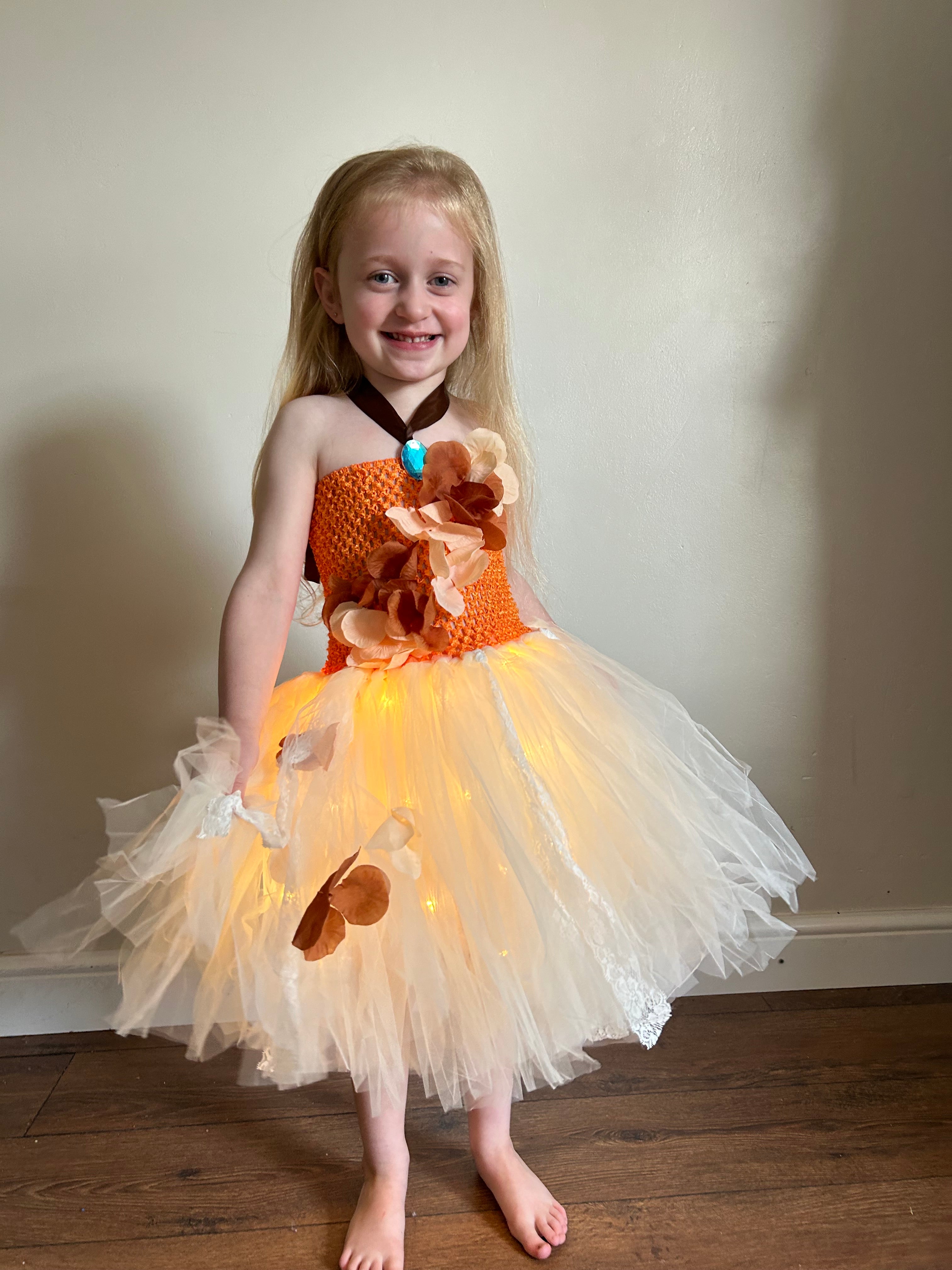 Light-Up Moana Lace Tulle Tutu Dress with Flower