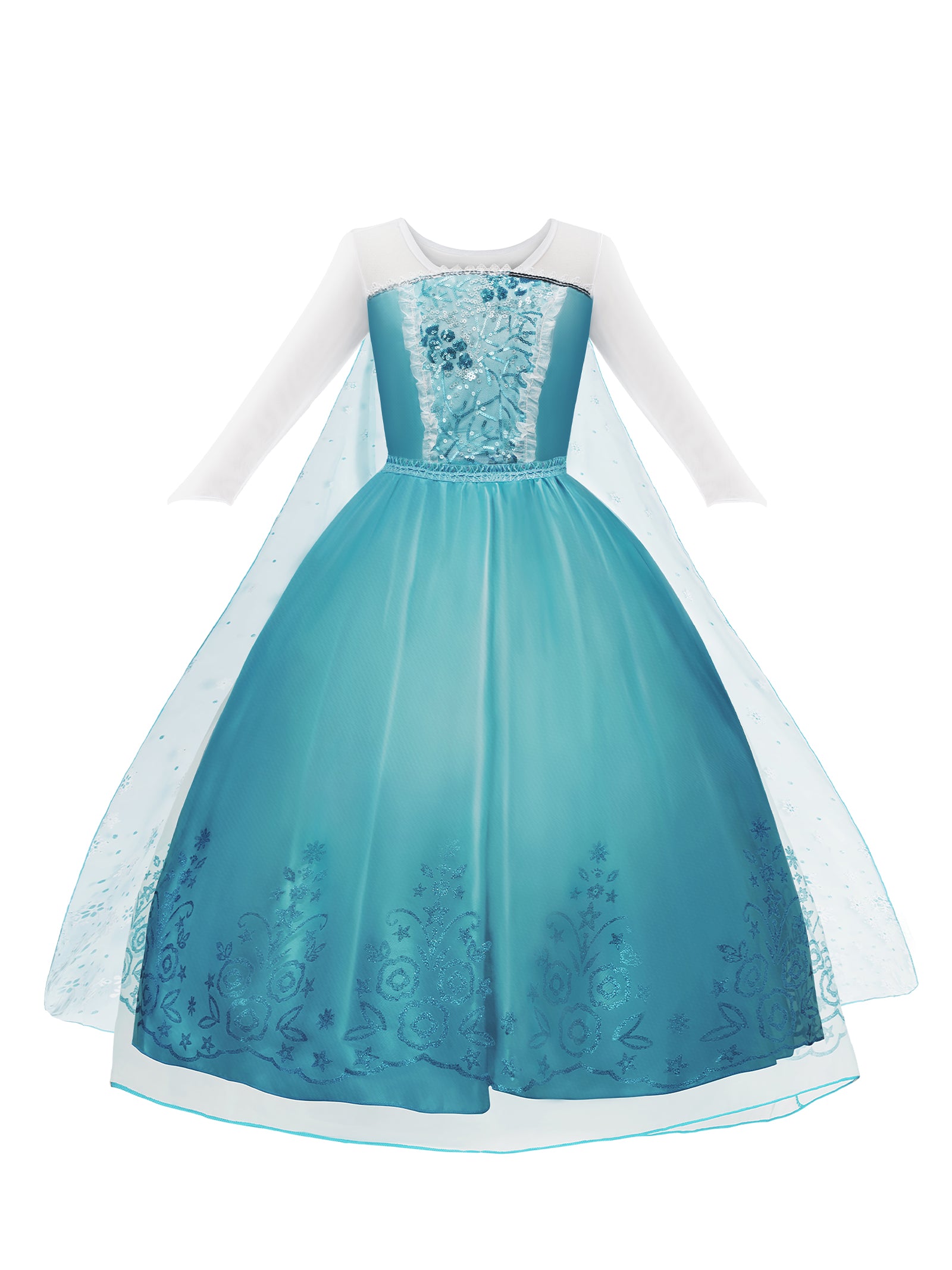 Glowing Long Sleeve Princess Dress for Girls – Elegant Light-Up Party Gown