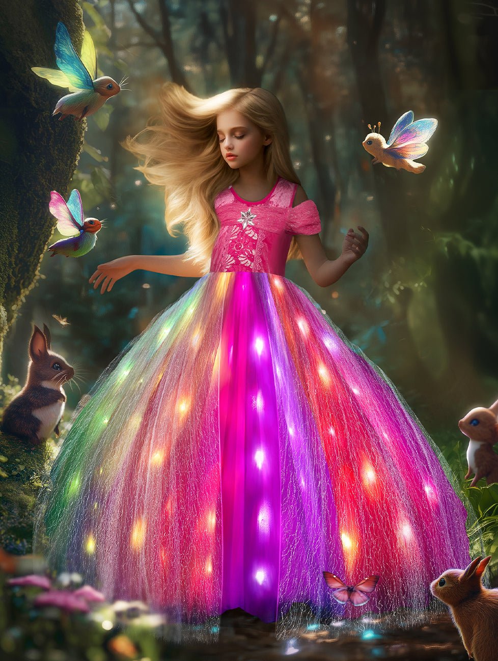 Beauty Princess Sleeping Magical Multi - LED Light Dress - Uporpor