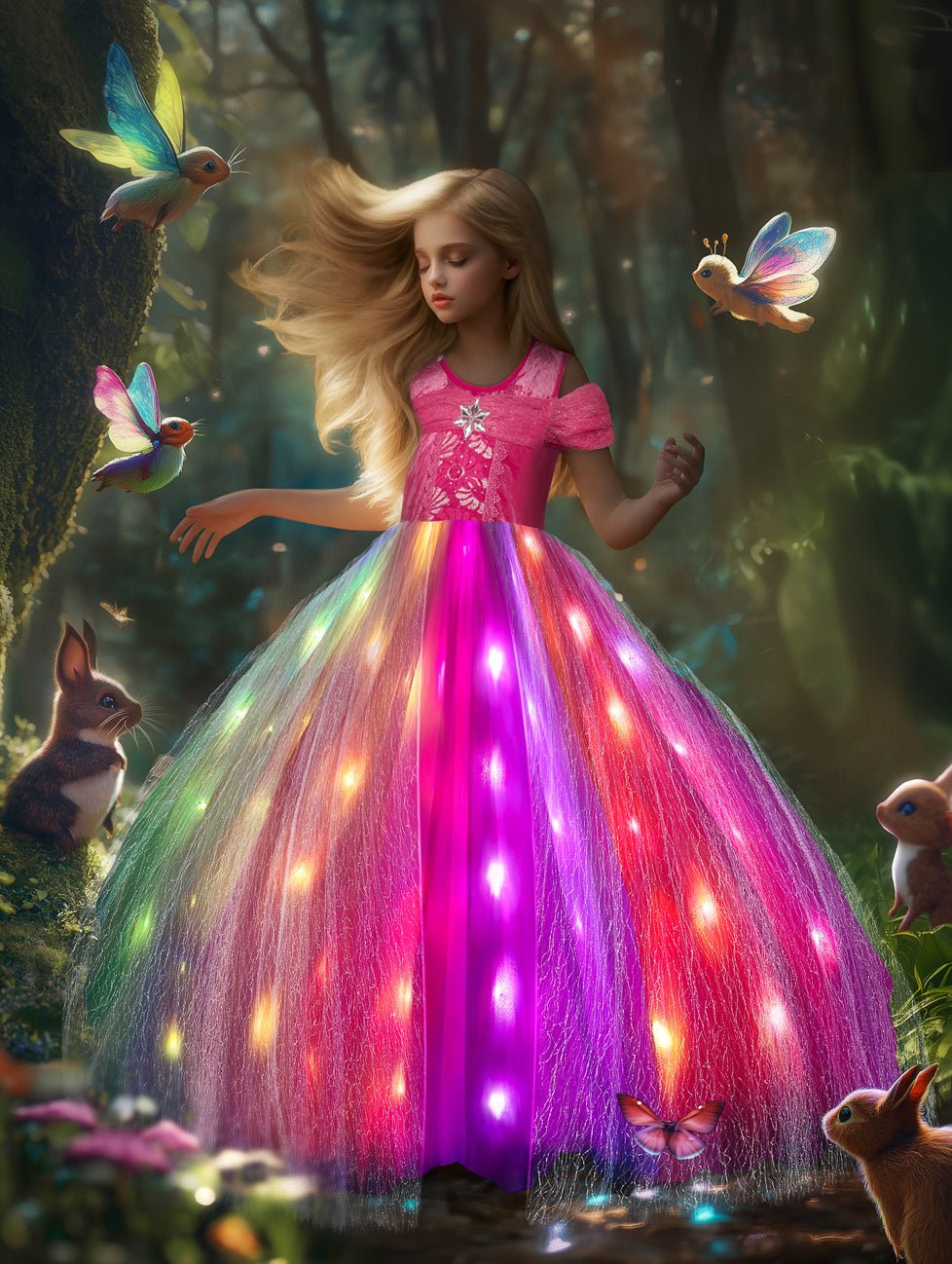 Beauty Princess Sleeping Magical Multi - LED Light Dress - Uporpor