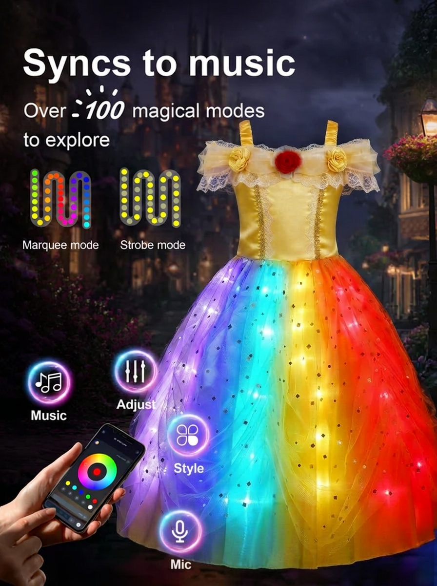 Belle Light Up Princess Dress for Girls - Uporpor