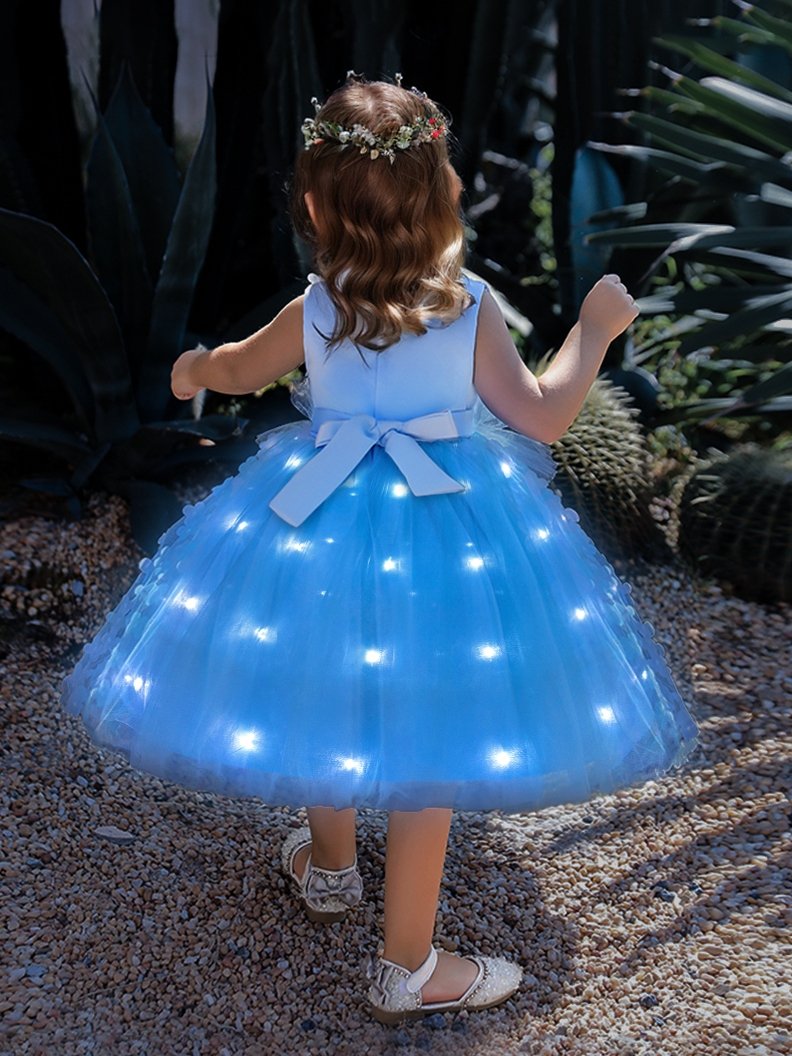 Butterfly Flower Sleeveless Light Up Mesh Princess Dress Clothes - Uporpor