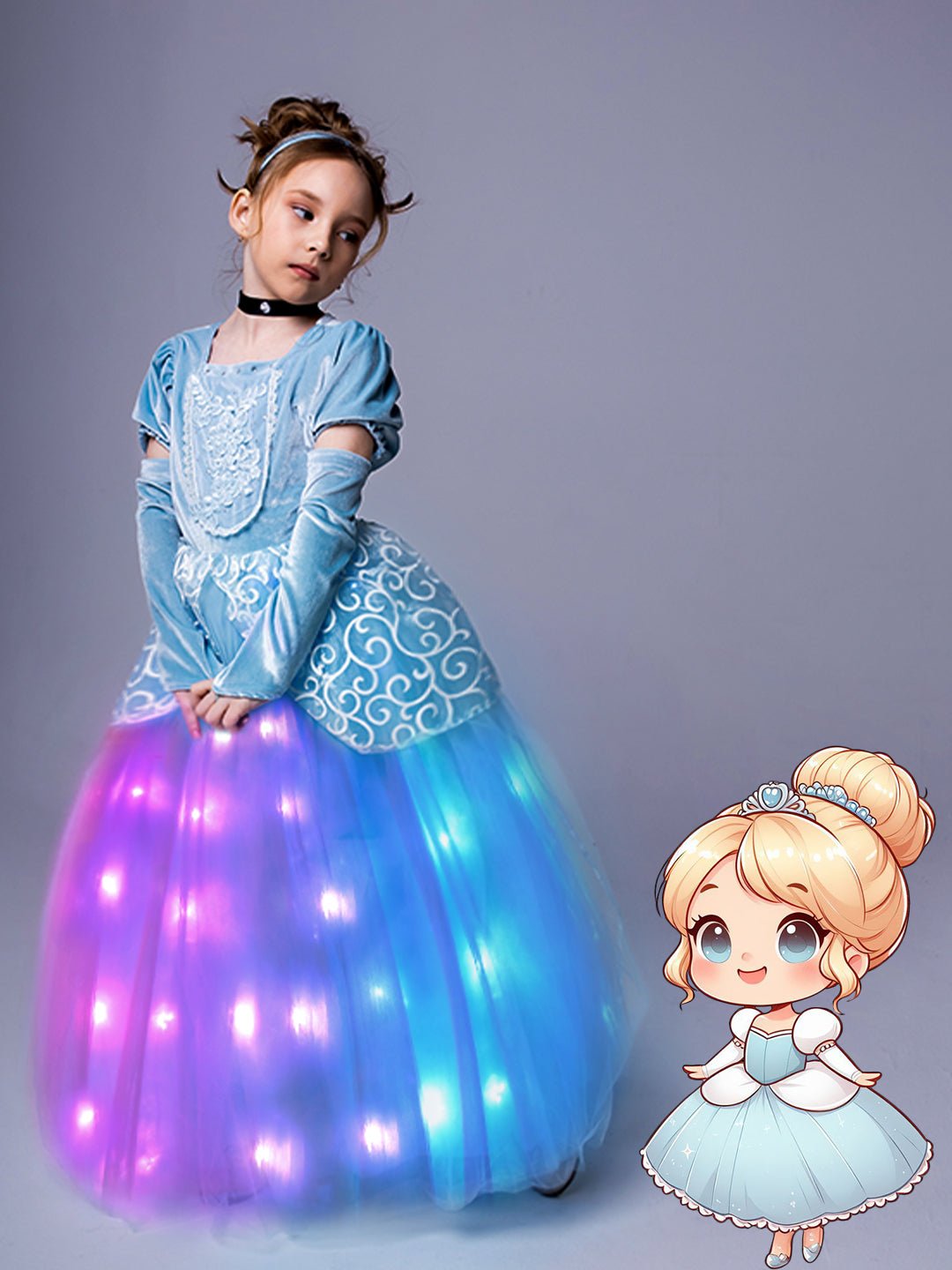 Cinderella Princess Colorful Set Light Up Costume For Girl - Uporpor