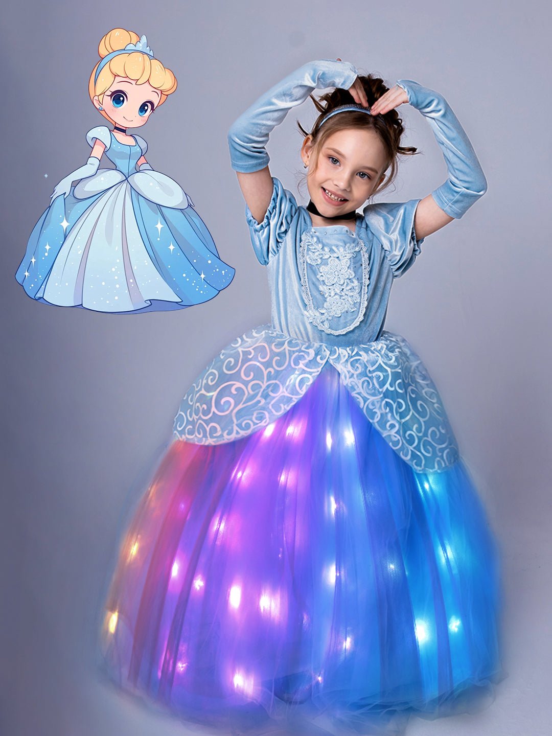 Cinderella Princess Colorful Set Light Up Costume For Girl - Uporpor