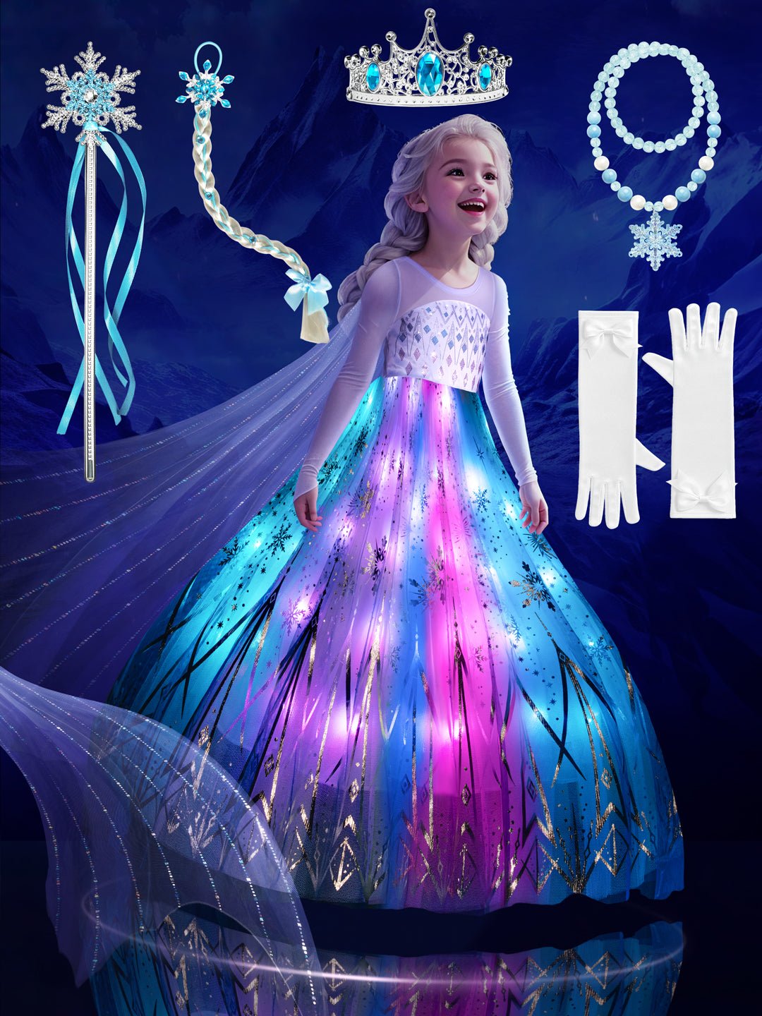 Colorful Light Up Costume Set for Girls LED dress for Party & Play Colorful Light Up Costume Set for Girls LED dress for Party & Play