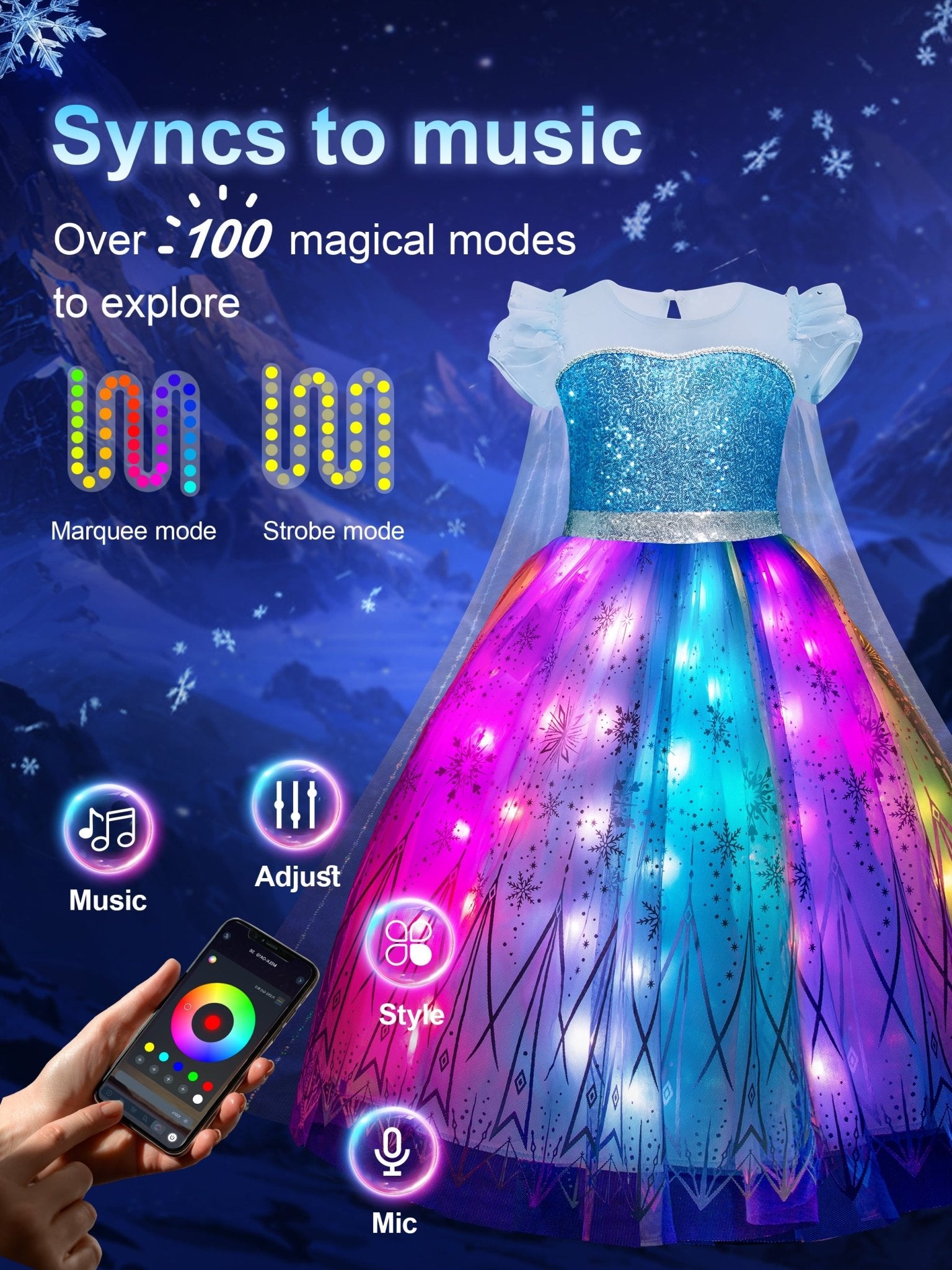Elsa Princess Colorful Set Light Up Costume For Girl - Uporpor