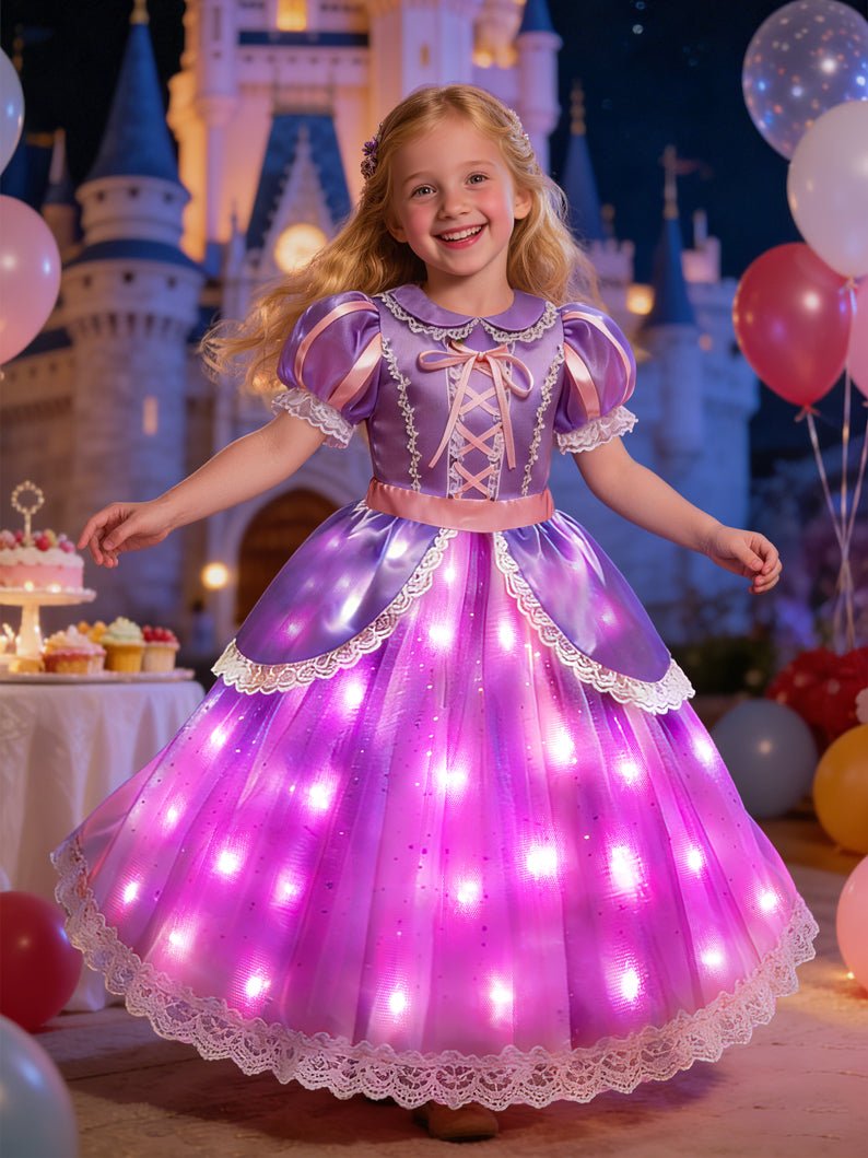Enchanted Light Up Purple Princess Dress for Girls Birthday Party - Uporpor