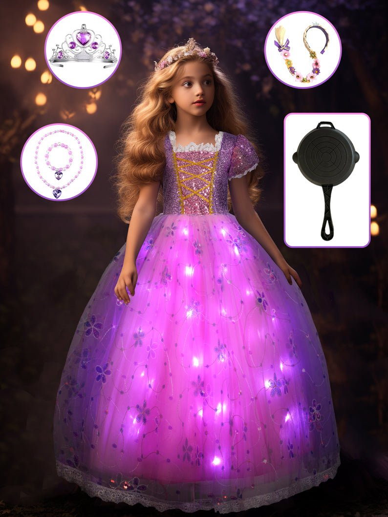 Enchanted Princess Rapunzel Multi Light Up Party Costume - Uporpor