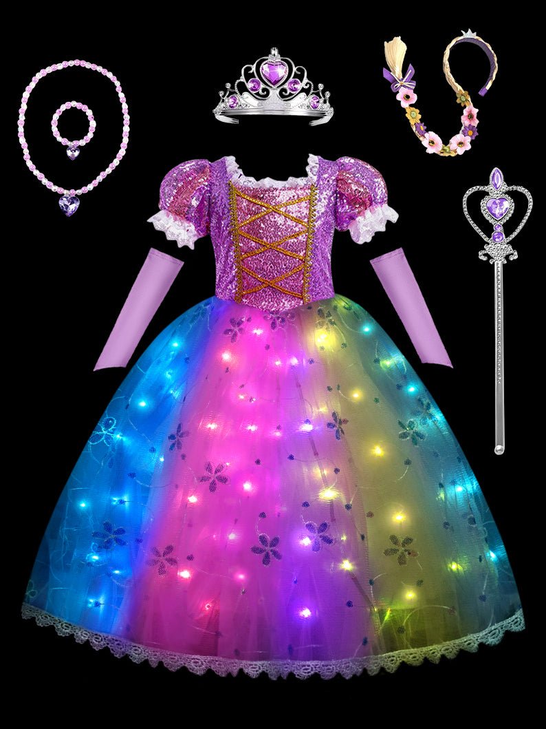 Enchanted Princess Rapunzel Multi Light Up Party Costume - Uporpor