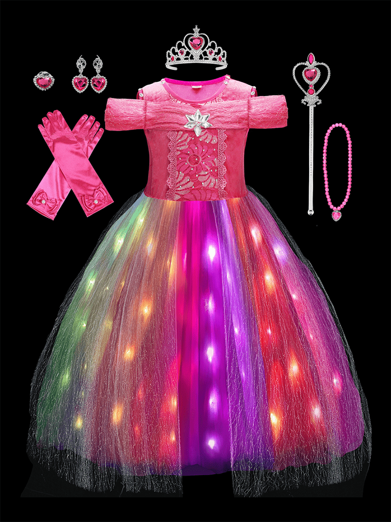 Enchanted Princess Set Beauty Princess Sleeping Magical Multi - LED Light Costume - Uporpor