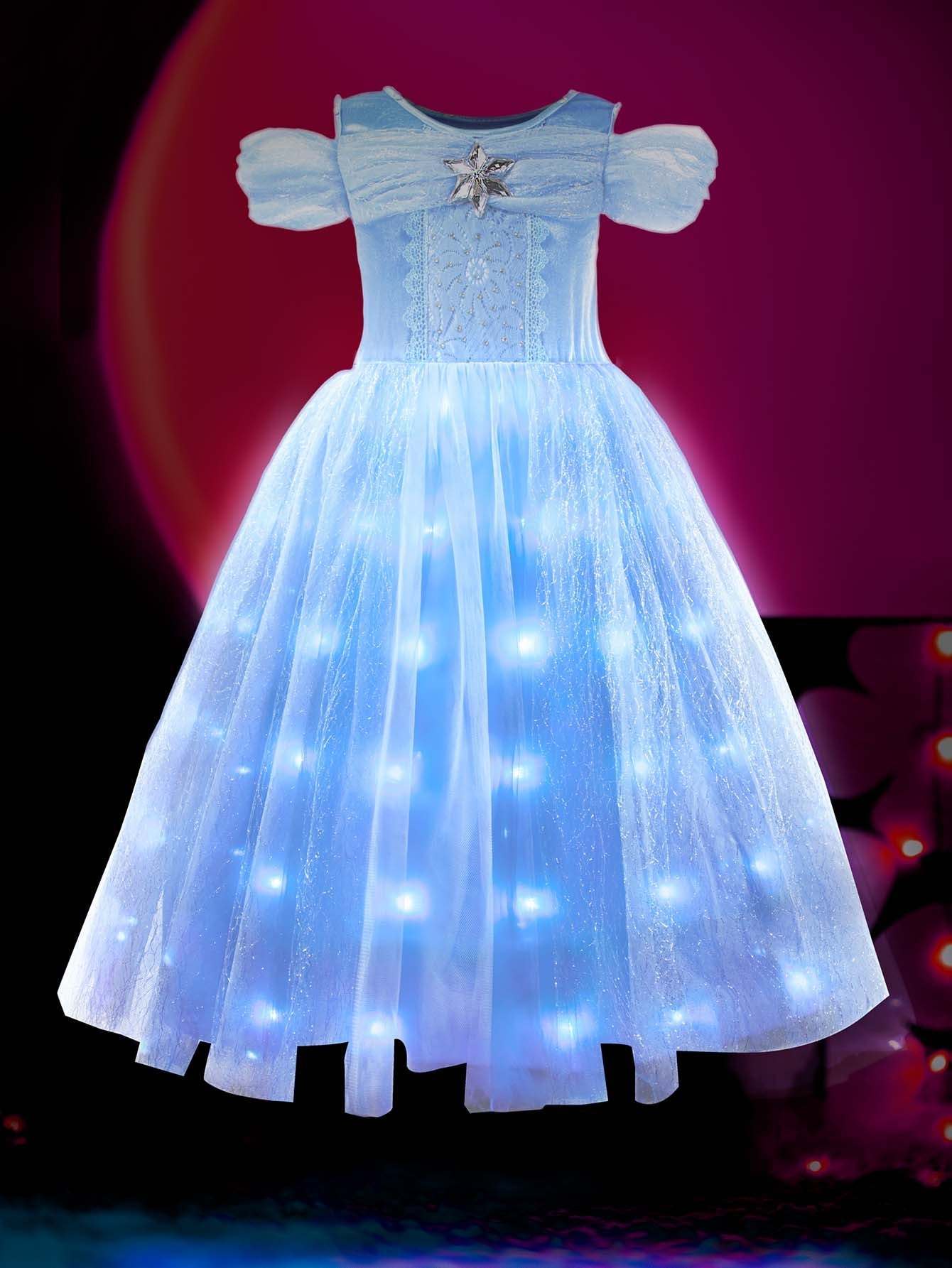 Enchanting Blue Ball Gown for Girls – Light - Up Fairy Tale Princess Dress - Uporpor