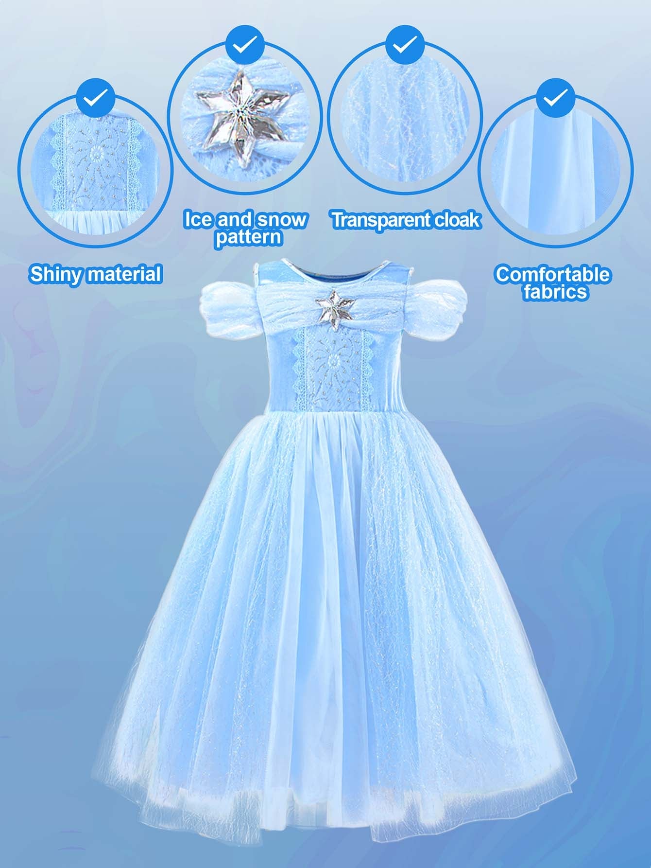 Enchanting Blue Ball Gown for Girls – Light - Up Fairy Tale Princess Dress - Uporpor