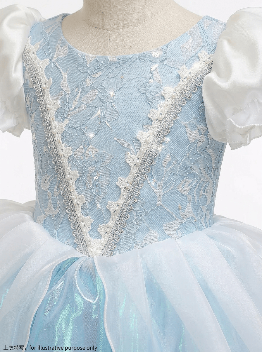 Frozen Glow: LED Light - Up Blue Sparkly Princess Gown for Toddler Girls – Magical Halloween & Party Dress - Uporpor