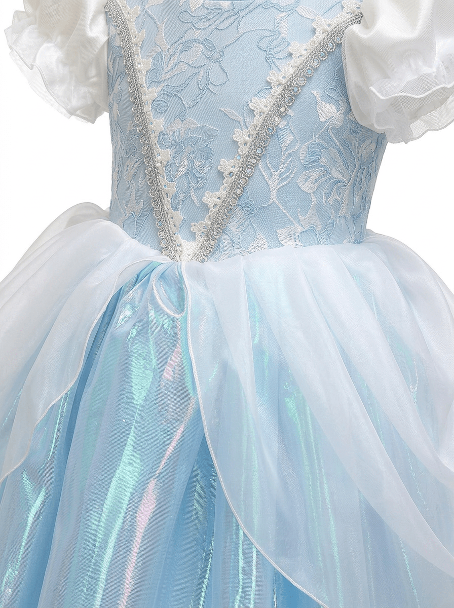 Frozen Glow: LED Light - Up Blue Sparkly Princess Gown for Toddler Girls – Magical Halloween & Party Dress - Uporpor