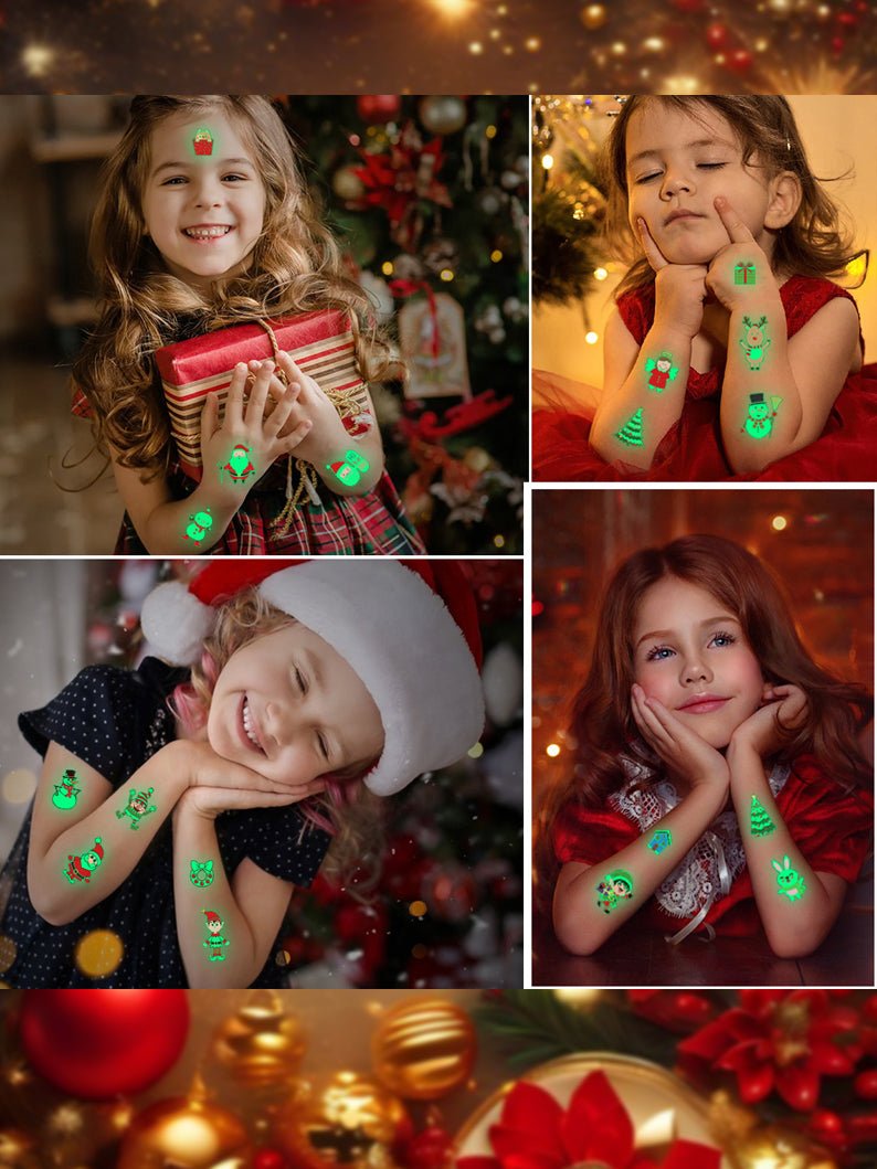 Glow 100 PCS Kids Christmas Tattoo Stickers（10 sheets） - Uporpor