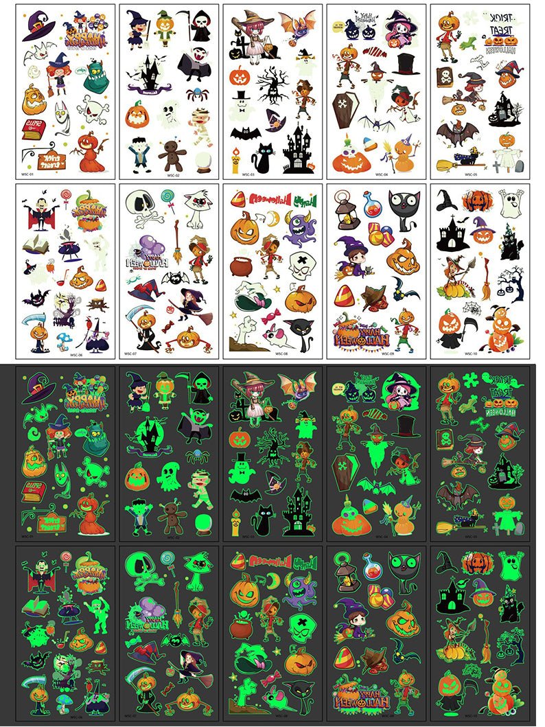 Glow 120 PCS Halloween Tattoo Stickers for Kids Party Decorations - Uporpor