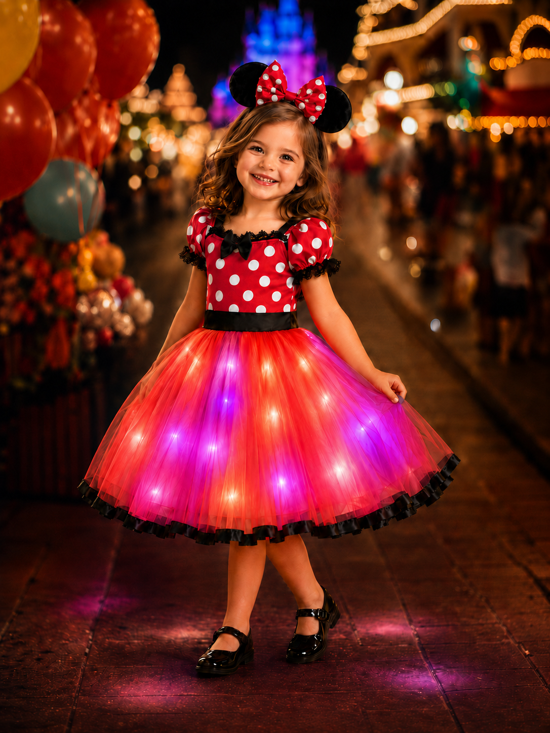 Glow - in - the - Dark Princess Dress: Sparkly LED Fairy Outfit for Magical Birthday Parties - Uporpor