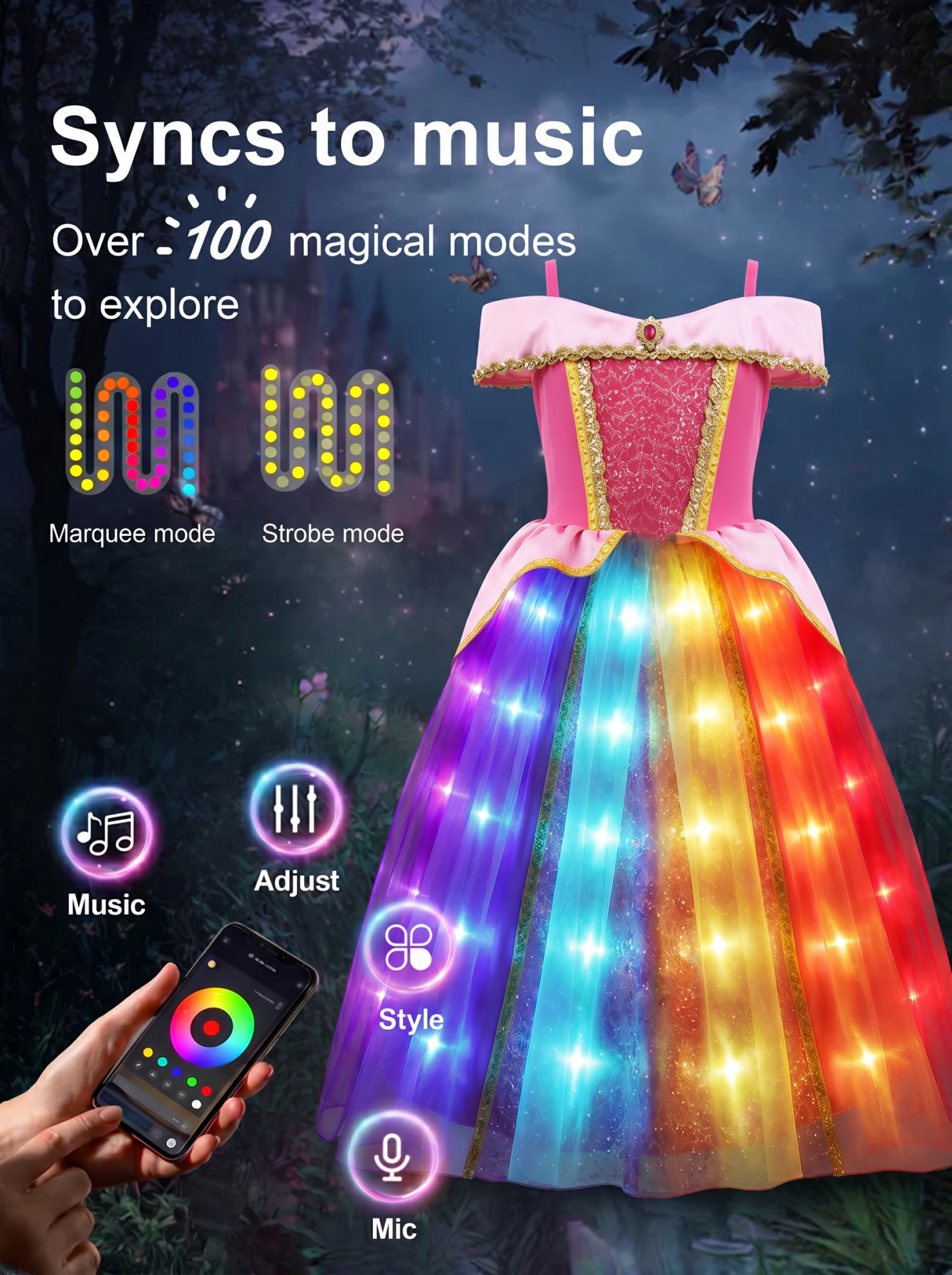 open lace back dress Amazon.com: Princess Dresses for Girls, Lights RGB Music Sync Halloween  Costume with App Control Remote, Cosplay Dress Up Clothes for Girls with  Wing & Accessories Green Fairy Dress Princess Ball Gown Kids : main image 0