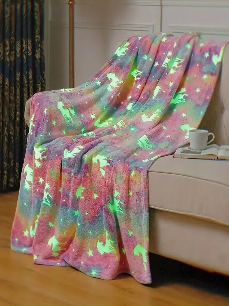 Glow In The Dark Unicorn Blanket - Soft Flannel Plush - Uporpor - Uporpor