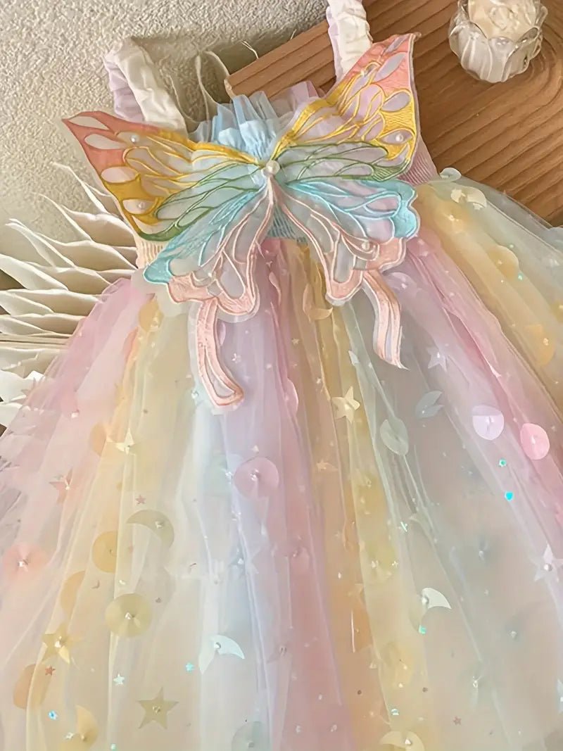 Gradient Butterfly Fairy Dress for Girls, Elastic Suspender Princess Dress - Uporpor