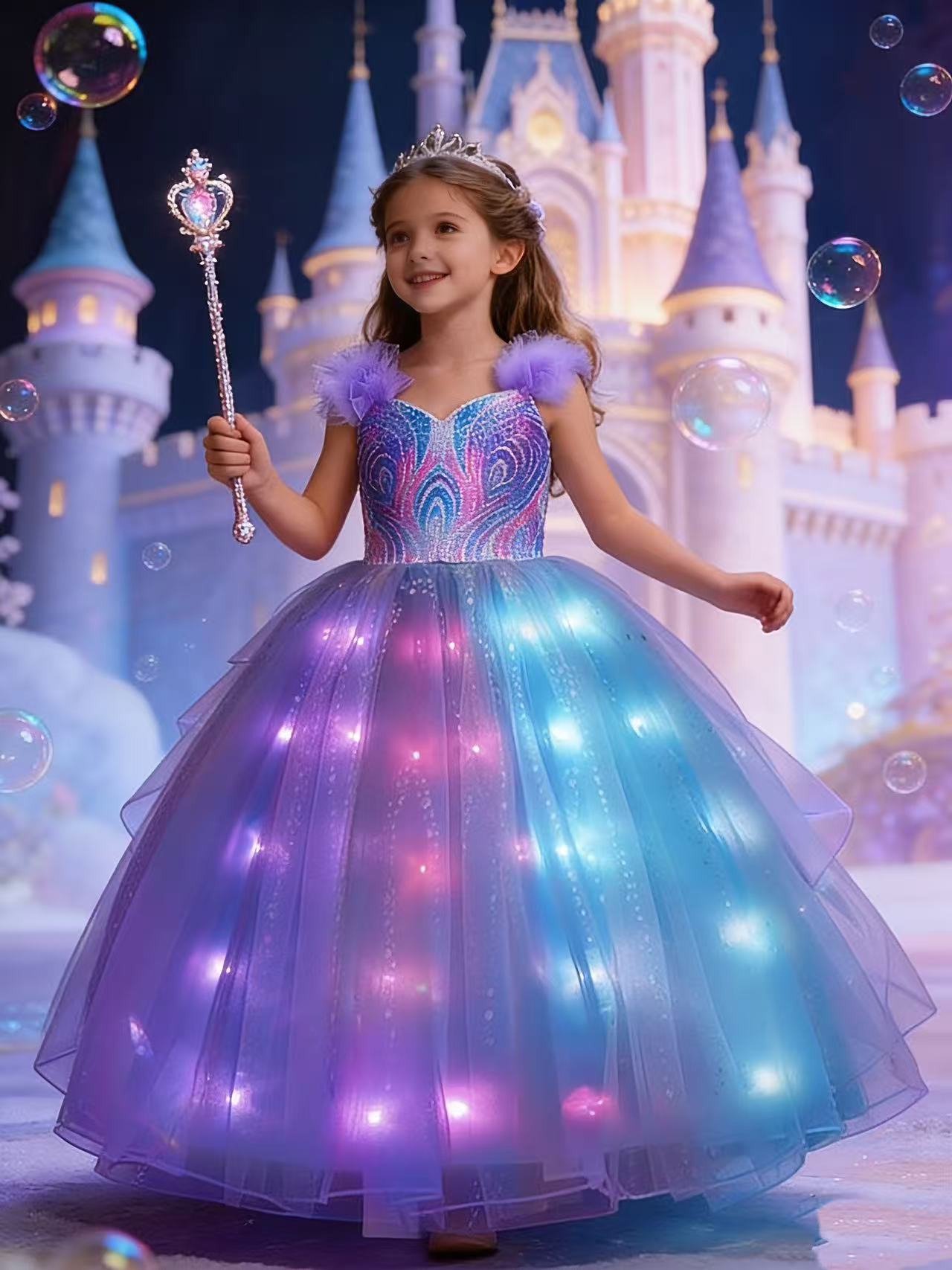 Purple Light Up Dress for Girls – Magical Princess Dress Up Outfit