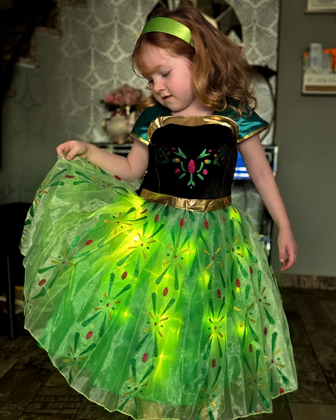 LED Green Princess Dress Costume for Girls - Uporpor