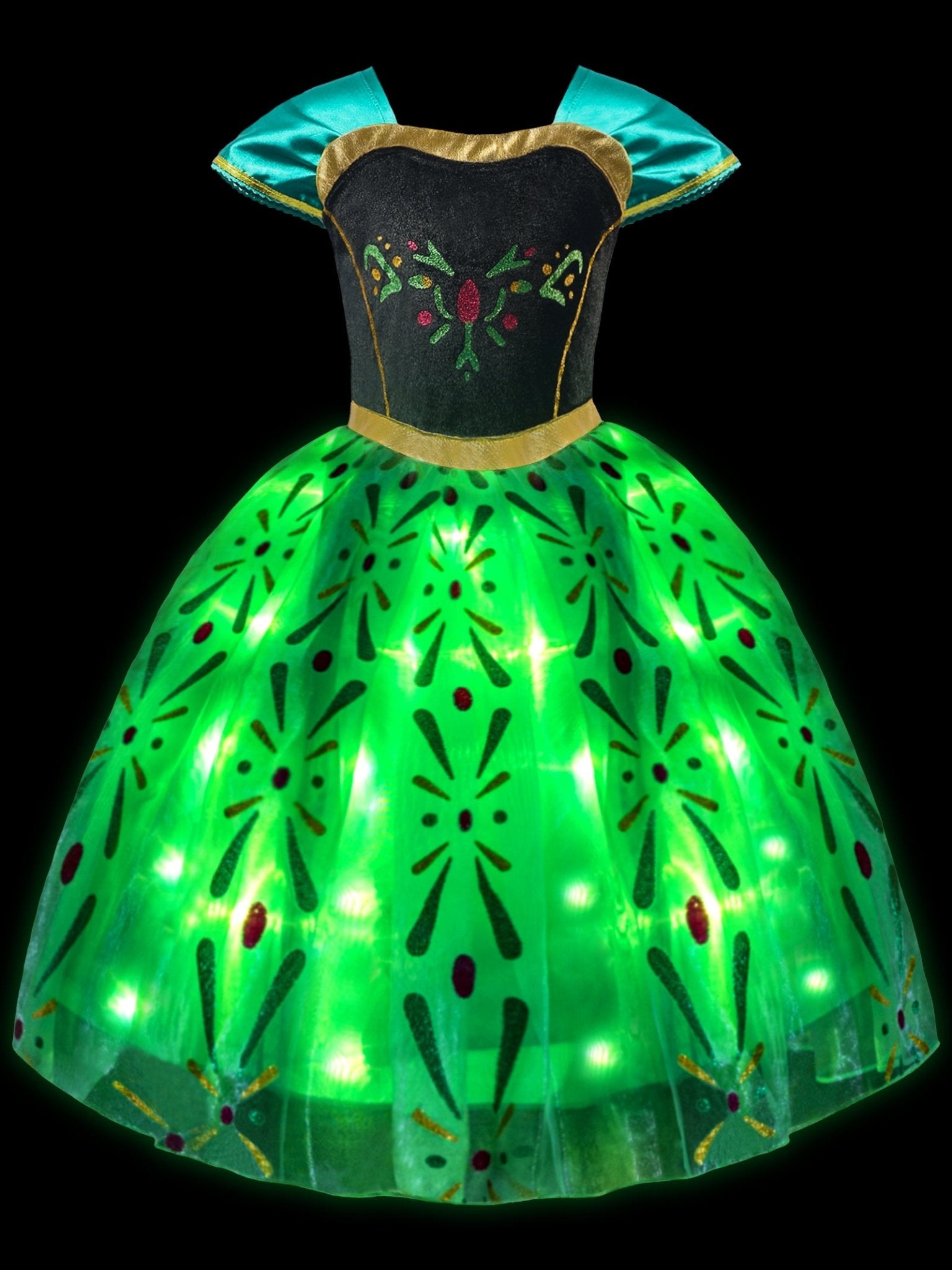 LED Green Princess Dress Costume for Girls - Uporpor