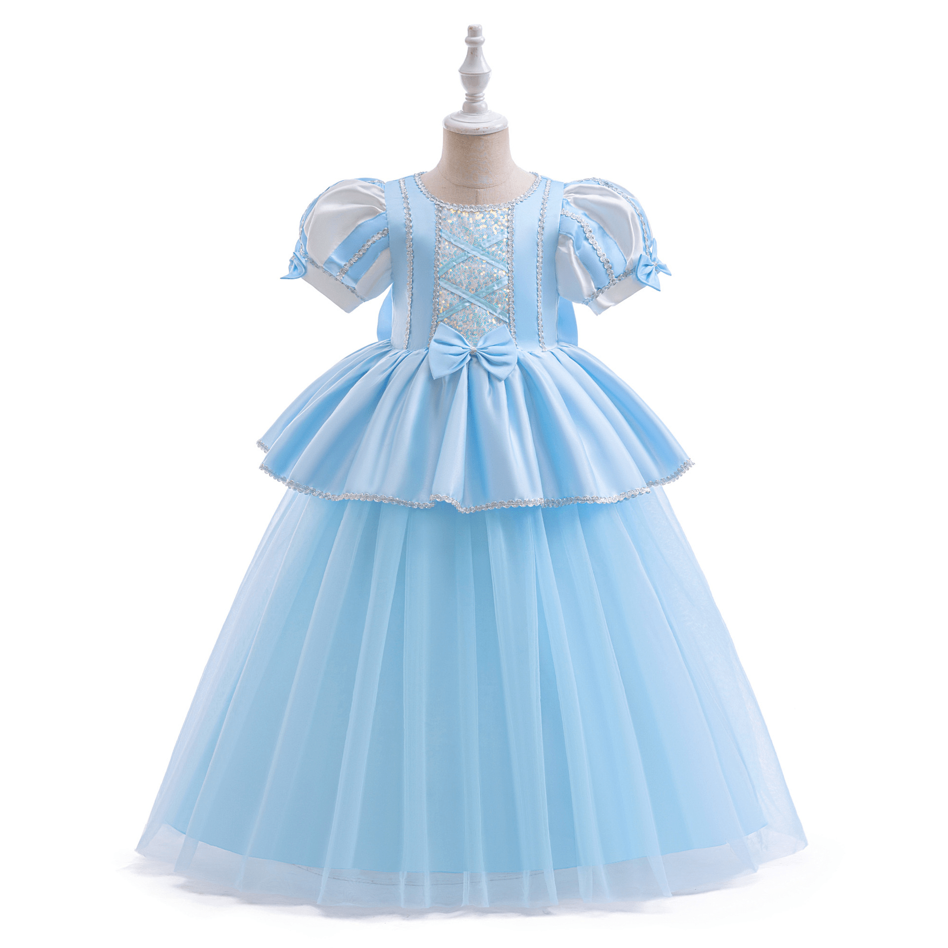 LED Light - Up Blue Princess Costume Set – Colorful Glowing Fairy Tale Dress for Girls' Birthday & Cosplay - Uporpor