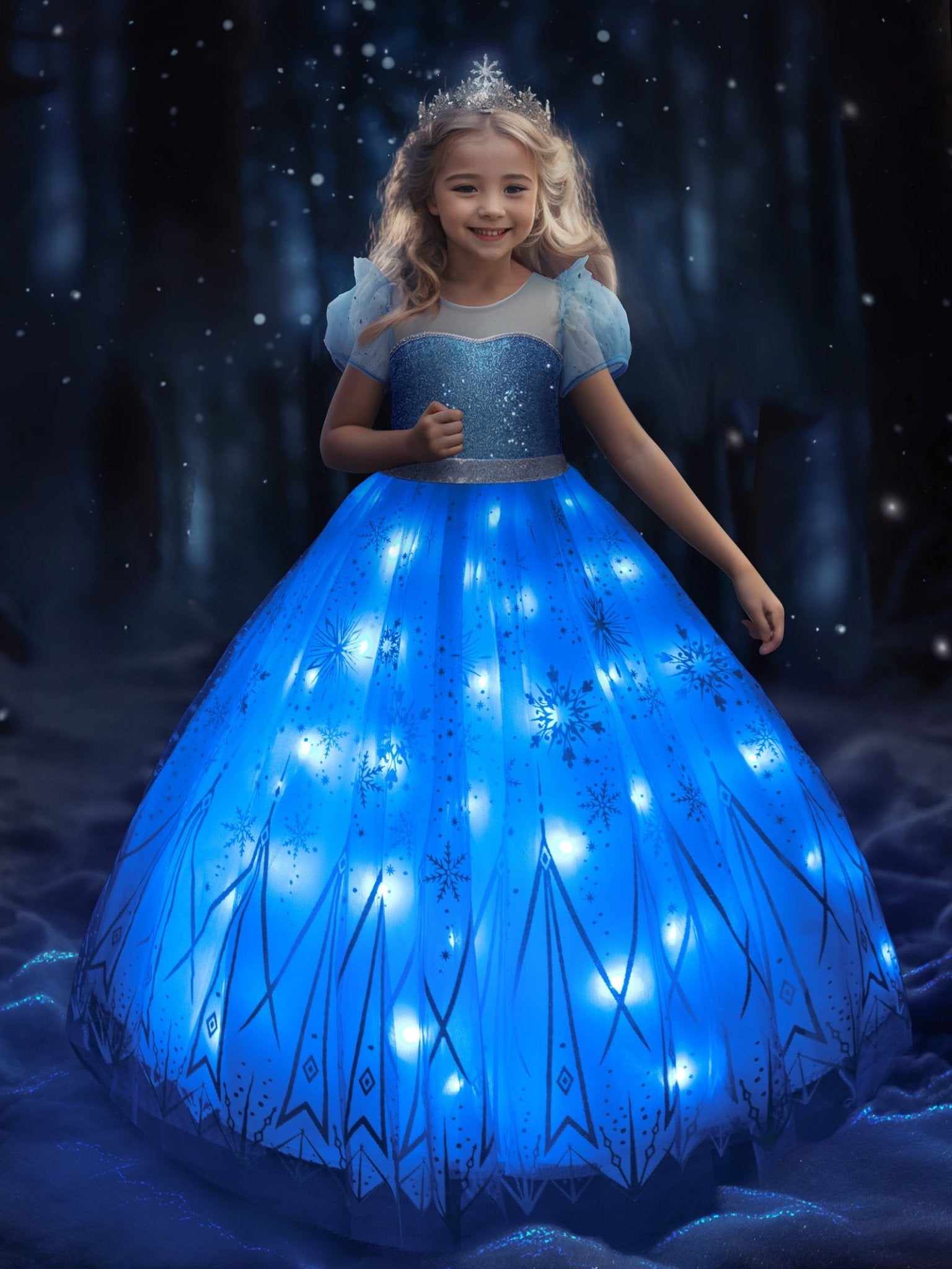 LED Snow Princess Costume For Girl Uporpor - Main Image