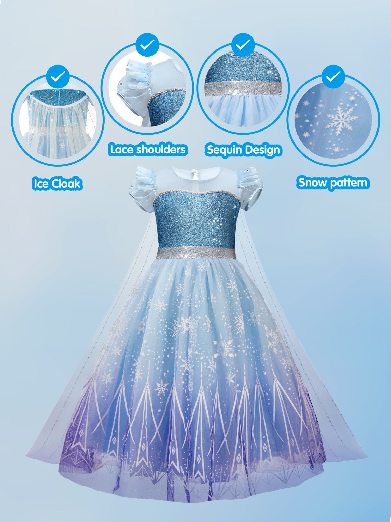 LED Snow Princess Costume For Girl Uporpor