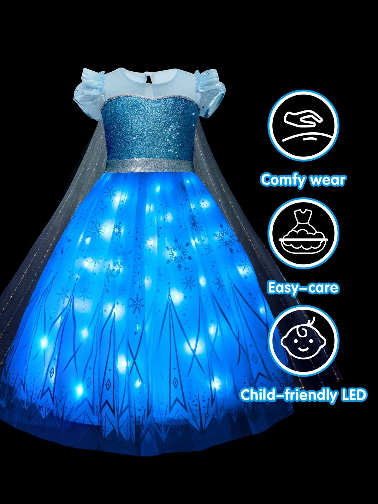 LED Snow Princess Costume For Girl Uporpor