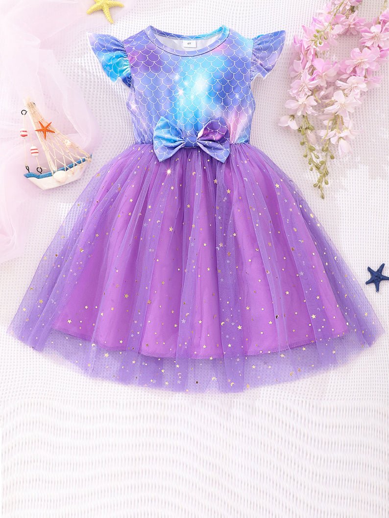 Light - up Fish Scale Tutu Dress with Star Sequins for Girls' Party - Uporpor - Uporpor