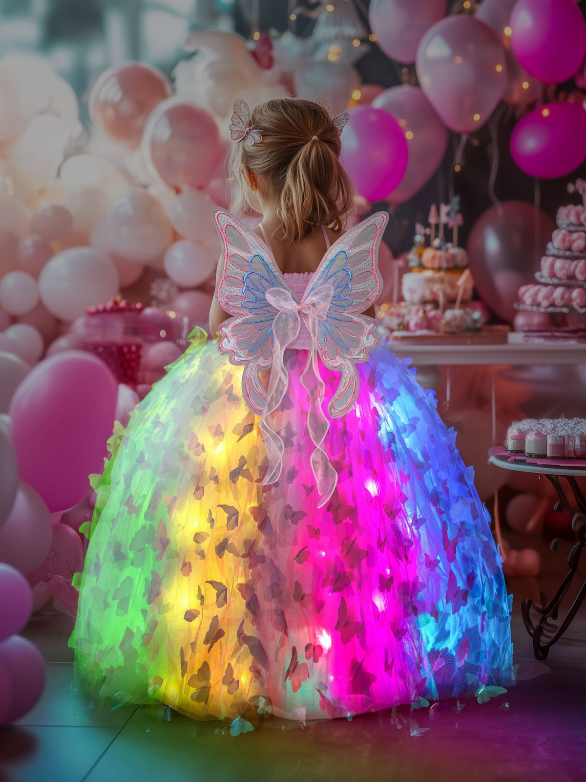 Light Up Girls Fairy Wings Butterfly Princess Dress - Uporpor, Multi-mode (colorful) / 3T Light Up Girls Fairy Wings Butterfly Princess Dress - Uporpor, Multi-mode (colorful) / 3T