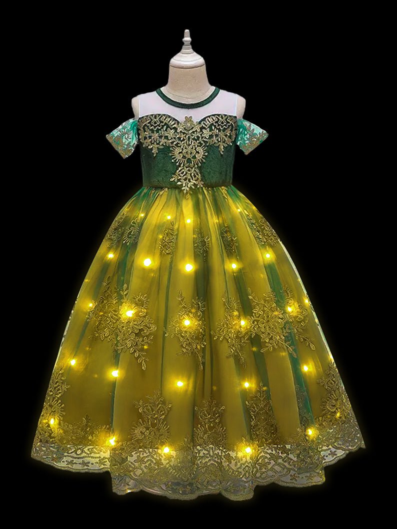 Light - up Golden Embroidery Princess Dress for Party Anna - Uporpor - Uporpor