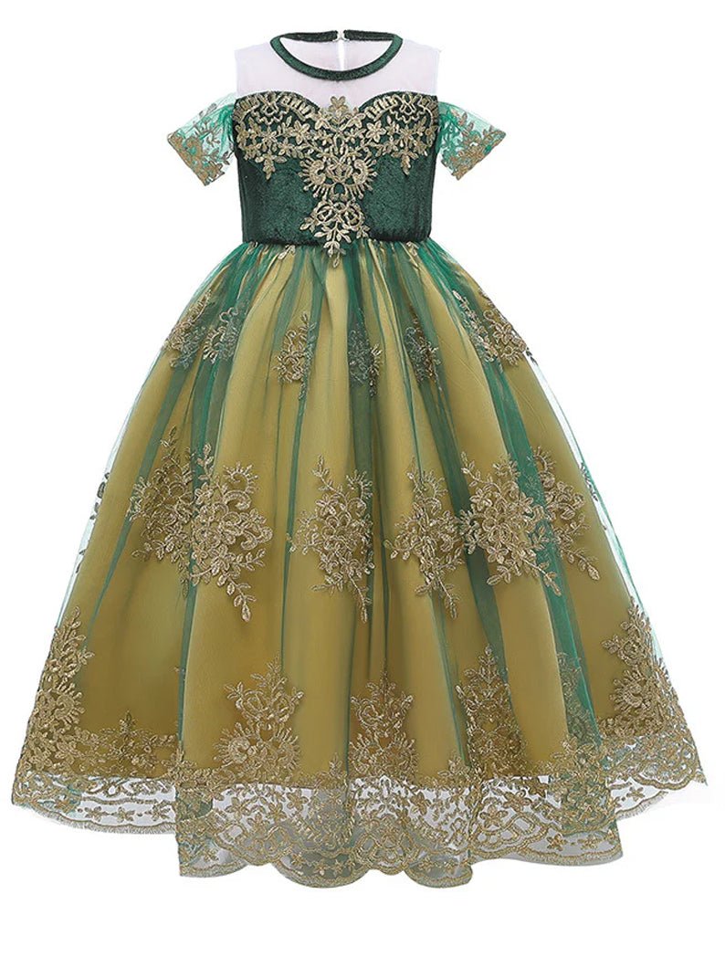 Light - up Golden Embroidery Princess Dress for Party Anna - Uporpor - Uporpor