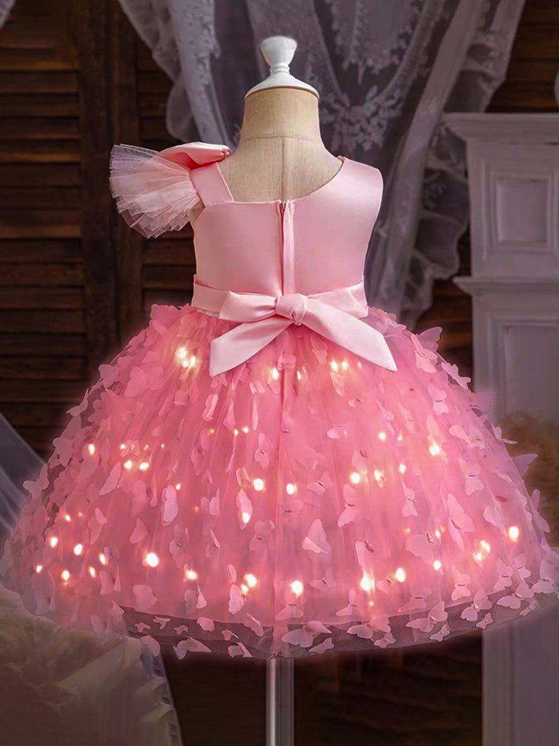 Light Up Gorgeous Butterfly Sleeveless Tutu Dress with Bows for Toddler Girls - Uporpor