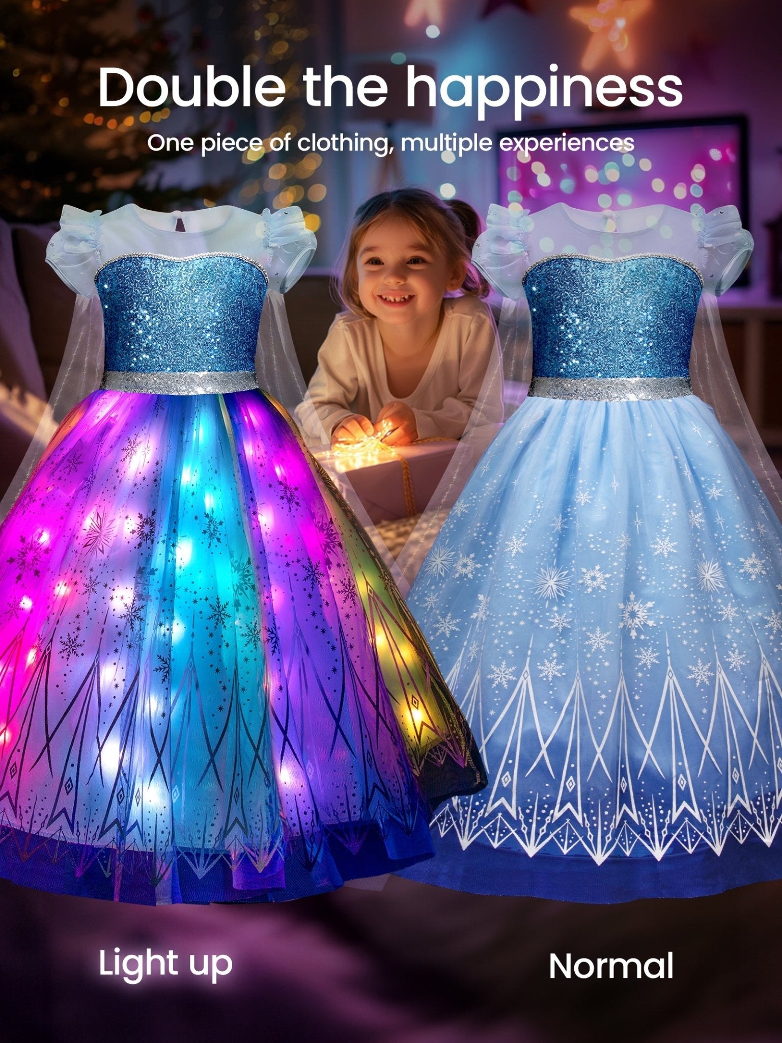 Light Up Ice Queen Costume and Personalised portrait Free - Uporpor